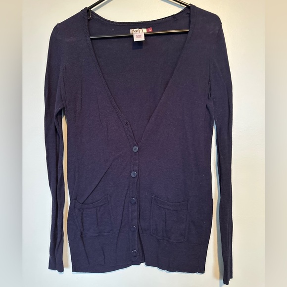 Sonoma Blue Cardigan Sweater V-Neck Fine Knit - Picture 1 of 3